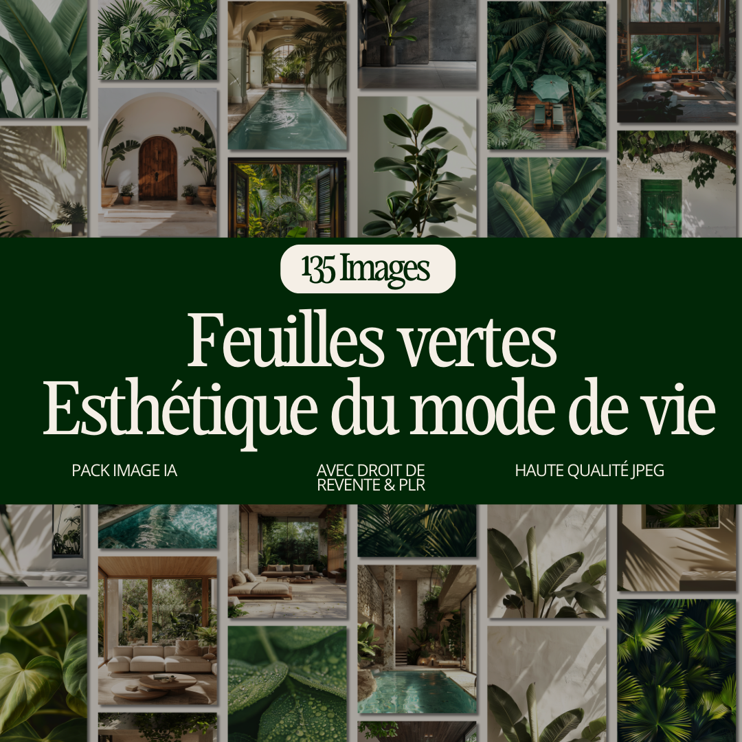 Pack d'images IA : Feuilles vertes – Esthétique du mode de vie